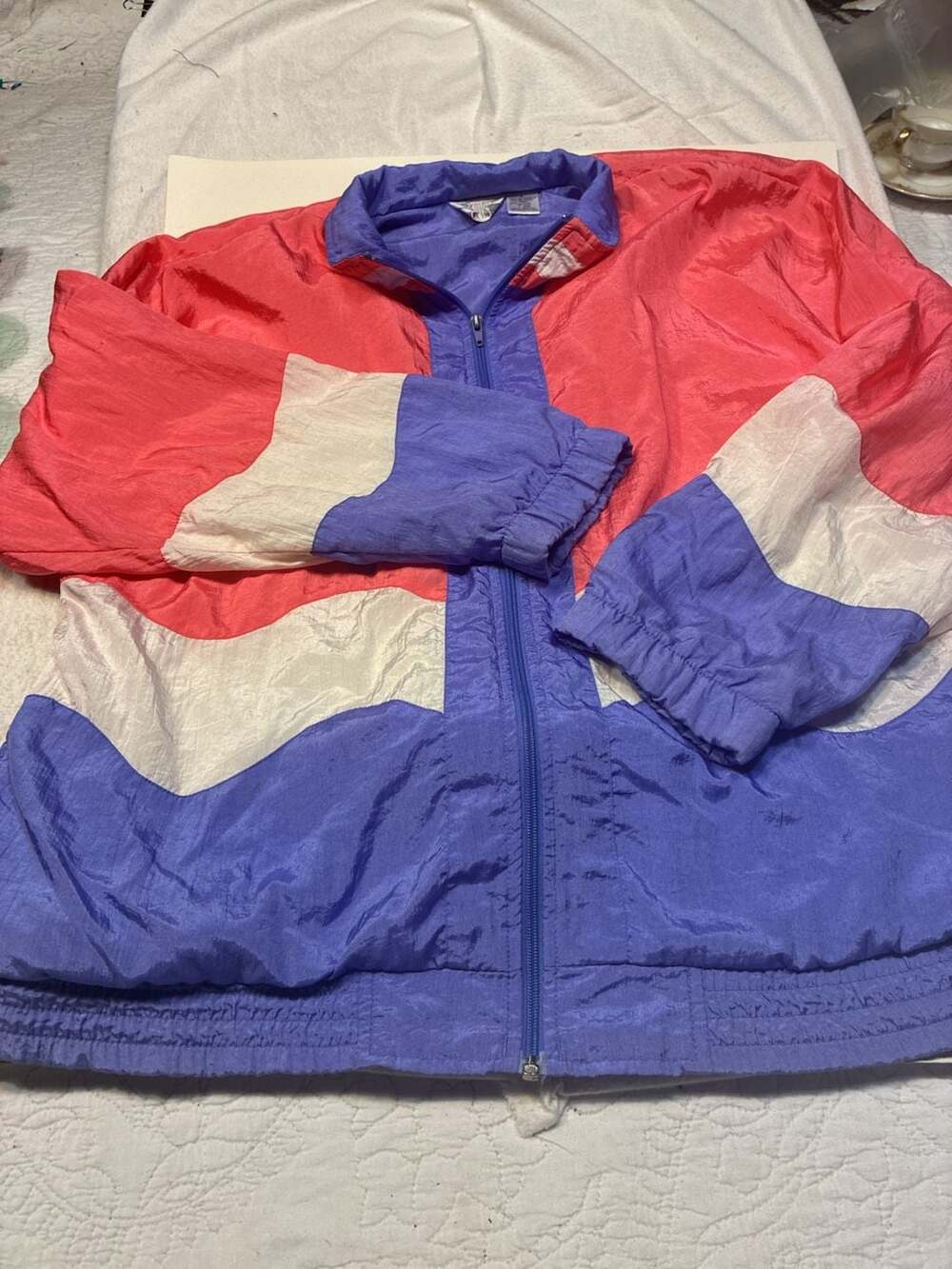 Vintage 1980s Bold Spirit Colorblock Full Zip Nylon Windbreaker Jacket